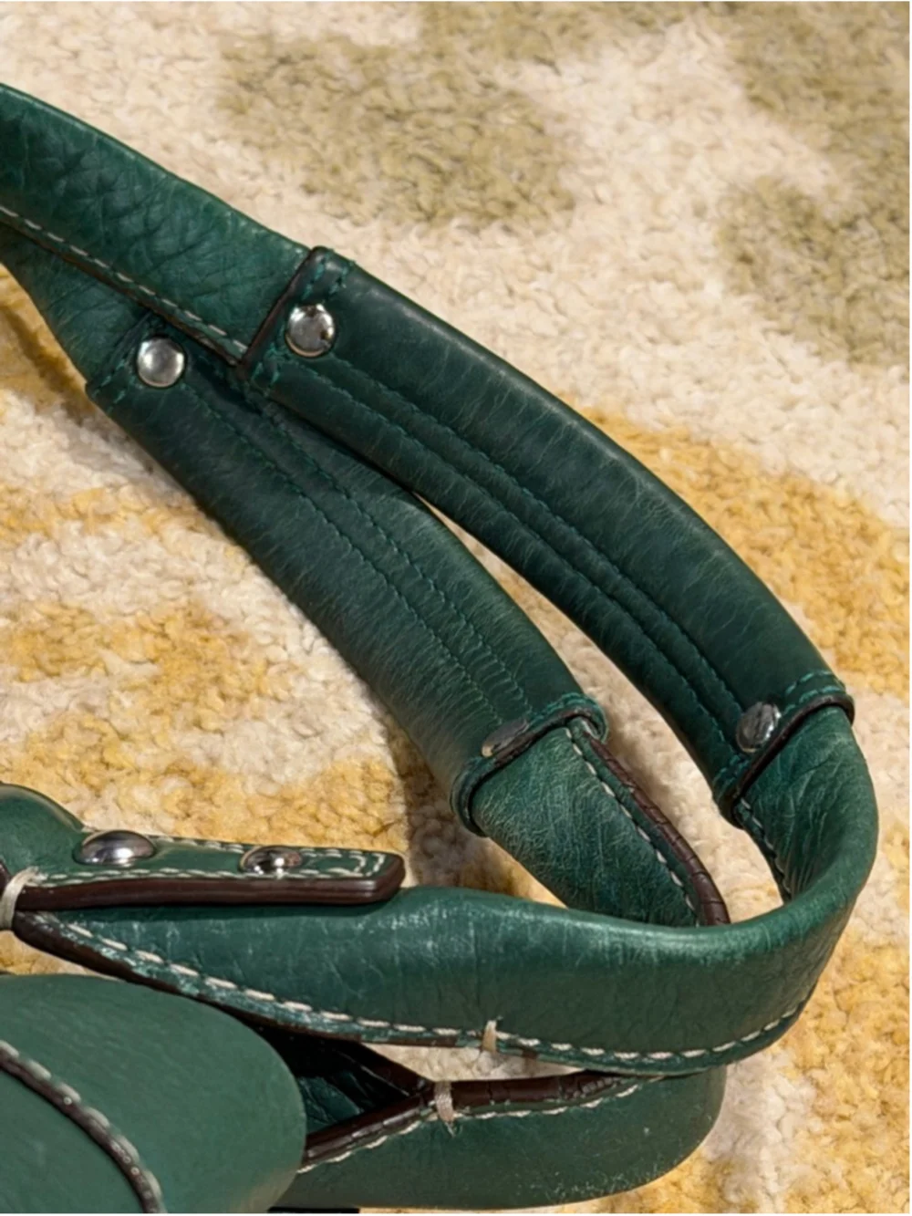 COACH Green Leather Satchel Carryall Pebbled Bag